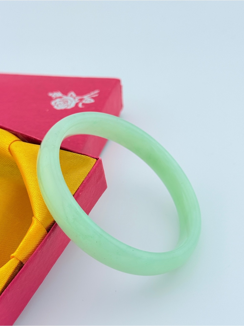 Semi-Translucent Icy Light Green Jade Bangle Bracelet